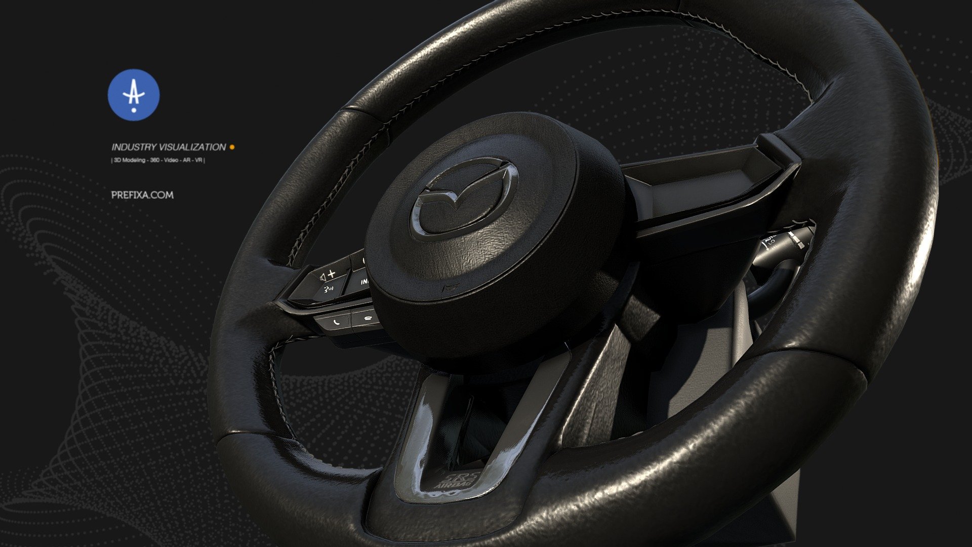 **Steering Wheel **

Category: Industry Visualization

—————————————————————————————




Render and Animation technique  

For Interactive &amp; Online Catalog



www.prefixa.com

—

Copyright mention must be appear for all sharing

© 2020, 3D rendering and animation by Prefixa services - Steering Wheel - 3D model by Prefixa 3d model