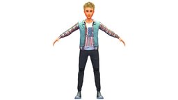 Cartoon Low Poly Style Avatar 014 body, toon, style, dressing, avatar, cloth, shirt, flag, fashion, hipster, college, clothes, pants, brown, baked, young, american, shoes, boots, casual, mens, coach, teenager, beige, buttons, cuff, glitter, denim, metaverse, laces, hairstyle, sleeveless, baked-textures, pleats, dressingroom, cartoon, man, street, textured, "guy"