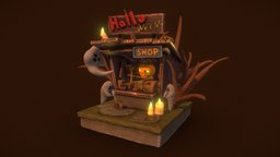Halloween Shop candles, candy, candlestick, sweets, ghosts, wood, stylized, halloween, pumpkin, hauntedhousechallenge