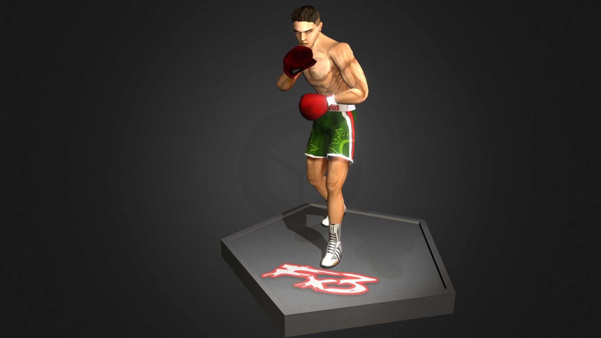 Model used in Fx3, our boxing game. Is just tesellated for better looking in this preview, the game version is lower in poly count 3d model