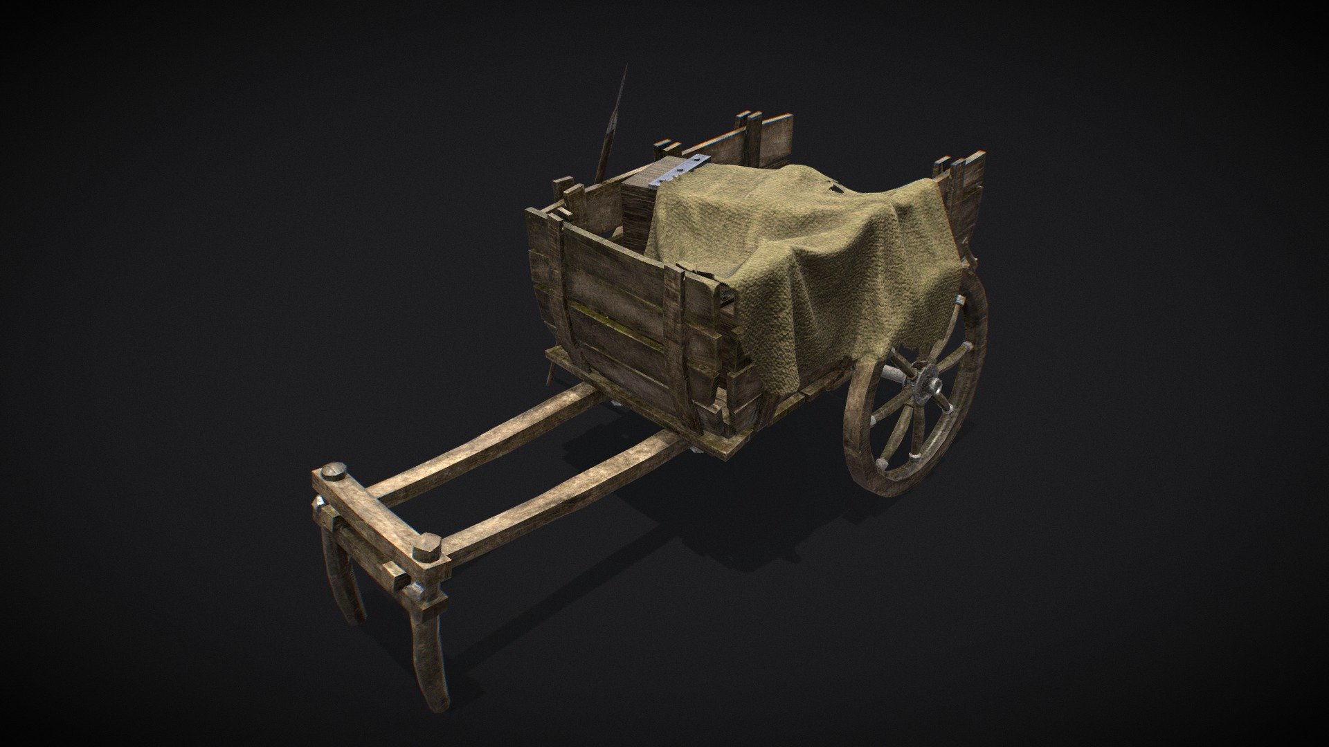 A medieval wooden carriage with additional details: a piece of cloth, boxes and a spear.





Triangles: 11.4k




Vertices: 6.6k




2K PBR textures




Unwrapped UVs


 - Medieval wooden cart - Download Free 3D model by rakutin 3d model
