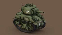 Stylized Cartoon Sherman Tank ww2, stylised, sherman, tank, styilized, cartoon, war