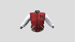 Female Letterman Jacket school, high, back, front, fashion, retro, girls, jacket, college, clothes, closed, womens, wear, varsity, letterman, pbr, low, poly, female