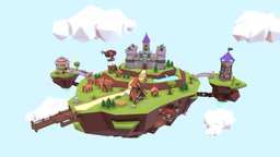 Lowpoly Fantasy Island airship, floating-island, blender, lowpoly, blender3d, fantasy, fantasyislandchallenge, lowpoly-fantasy-island, fantasy-island-challenge, floating-kingdom