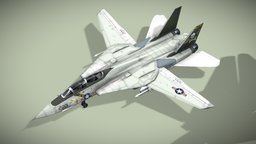 Grumman F-14 Tomcat airplane, fighter, interceptor, maverick, tomcat, grumman, f-14, aircraft, jet, fighterjet, coldwar, topgun, supersonic, usnavy, lowpoly, gameasset, plane, variablesweep