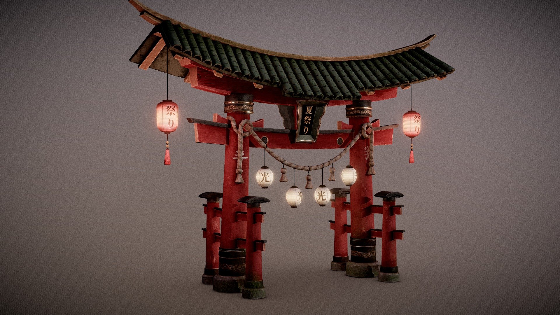 Japanese Festive Torii gate created for a commission!
2 Mats
4k textures

Created in Blender 4.0 and texutred in Substance Painter
Normals and baked maps created in Substance painter - Japan Torii Gate - 3D model by LegendsVR (@legendsvrc) 3d model
