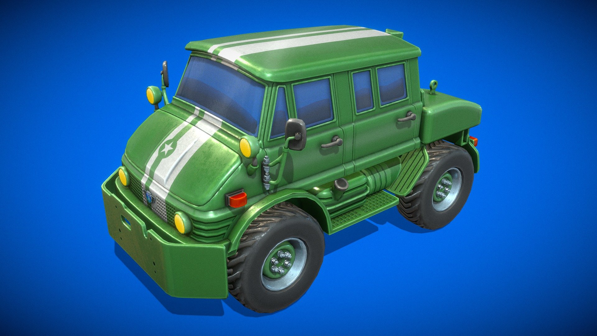 Styalized vehicle inspired by the micromachines franchise for an art test based univerity project.

Modelled in Maya, Textured in Substance painter 2 - Stylized Unimog - 3D model by Glennosaurus (@ghilby) 3d model
