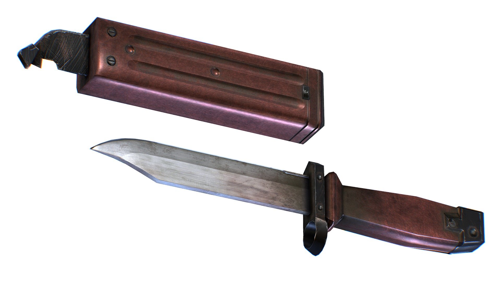 Bayonet Knife with Scabbard UTD Training  RK 6*4 LowPoly model -1024x1024 textures, 3dsMaya file included 3d model
