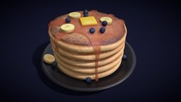 Blueberry Banana Pancakes food, cute, cake, diner, dinner, breakfast, banana, pan, lunch, pancakes, cakes, syrup, blueberries