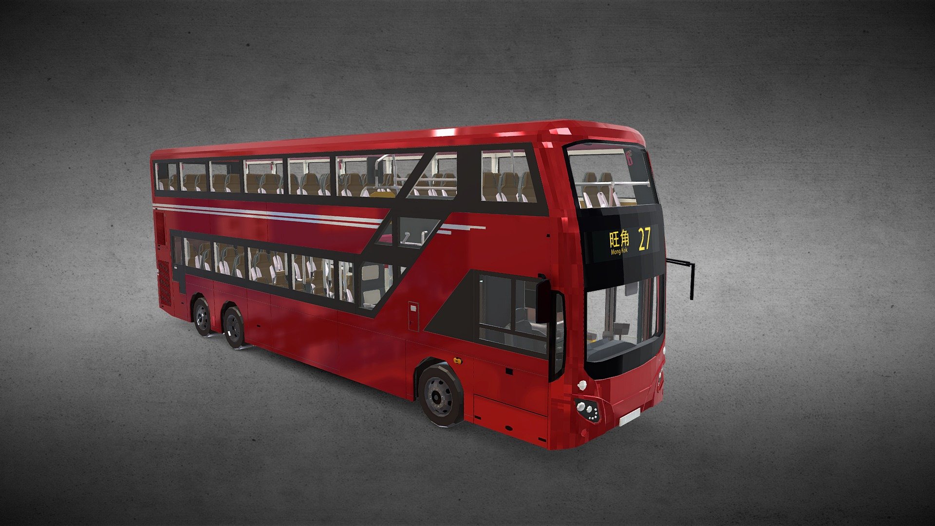 Hong Kong B8L Bus  Version 2

The Volvo B8L is a 3-axle bus chassis, for double-decker buses, manufactured by Volvo Buses since 2018, with pre-production batches being produced as early as in 2016.
This model is the Volvo B8L bus, 12.8 meters long,  MCV EvoSeti body, Upper 59 seats, lower 31 seats. 

Visit information below.

Wiki(https://en.wikipedia.org/wiki/Volvo_B8L)
http://hkbric.hkbdc.info/bic/intro/kmb-b8l.htm

My Models

DrinkPack

Snack

Recycle Bin

RedMiniBus

Building Pack

Visit businessyuen.com, like, follow and download my game in google play 3d model
