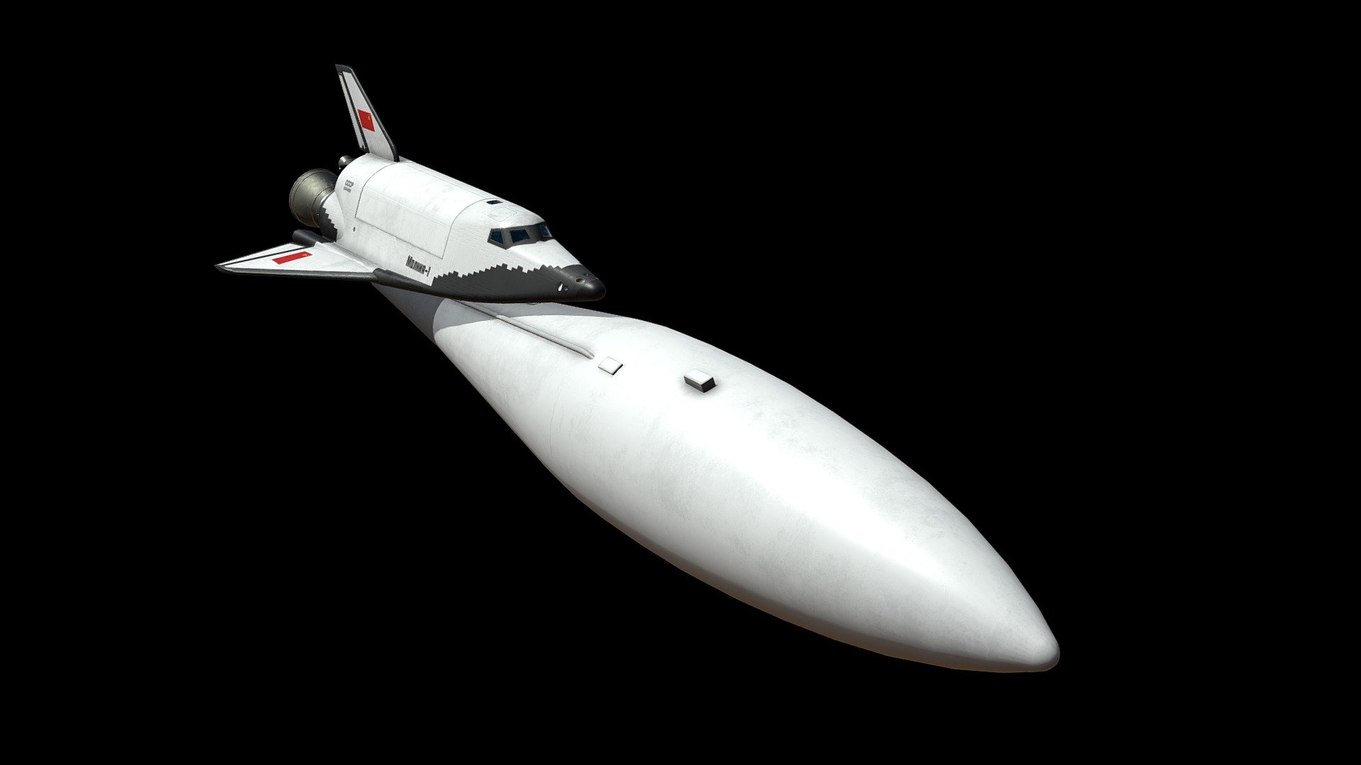 The MAKS (Multipurpose aerospace system)  is a Soviet air-launched orbiter reusable launch system project that was proposed in 1988, but cancelled in 1991. The orbiter was supposed to reduce the cost of transporting materials to Earth orbit by a factor of ten. The reusable orbiter and its external expendable fuel tank would have been launched by an Antonov AN-225 airplane, developed by Antonov ASTC (Kyiv, Ukraine). Had it been built, the system would have weighed 275 metric tons (271 long tons; 303 short tons) and been capable of carrying a 7-metric-ton (6.9-long-ton; 7.7-short-ton) payload.[1]

Three variants of the MAKS system were conceived: MAKS-OS, the standard configuration; MAKS-T, with upgraded payload capability; and MAKS-M, a version that included its fuel tank within the envelope of the orbiter 3d model