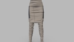 Futuristic Female Harem Pants fashion, girls, clothes, pants, with, realistic, real, womens, beige, wear, dystopian, apron, metaverse, pbr, low, poly, futuristic, female, fantasy, harem