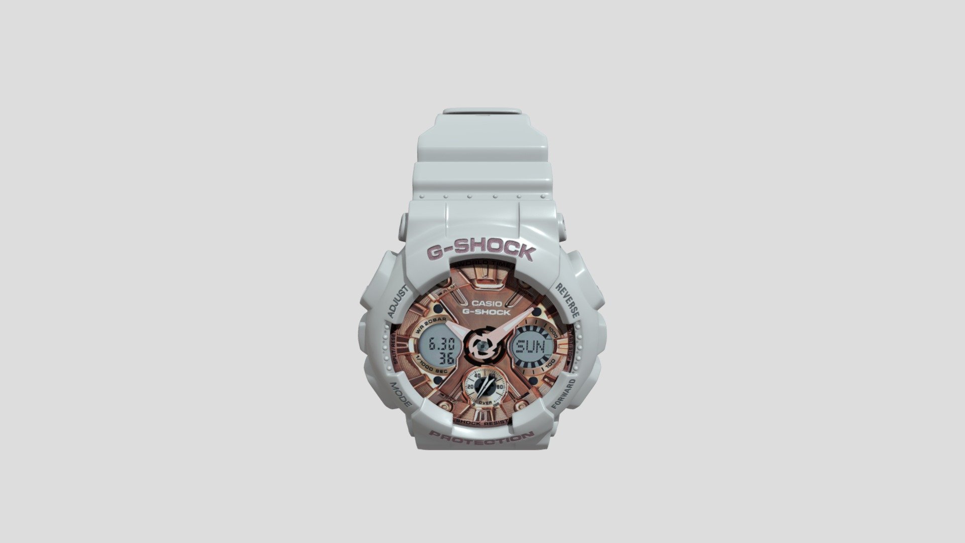 Here's my 3D Texturing work on this awesome Woman Watch Design that rules all Casio Brands . Used the G-shock  Product as a reference. I hope you like it ! - Women's S Series Analog-Digital Watch - 3D model by pan1992612 3d model