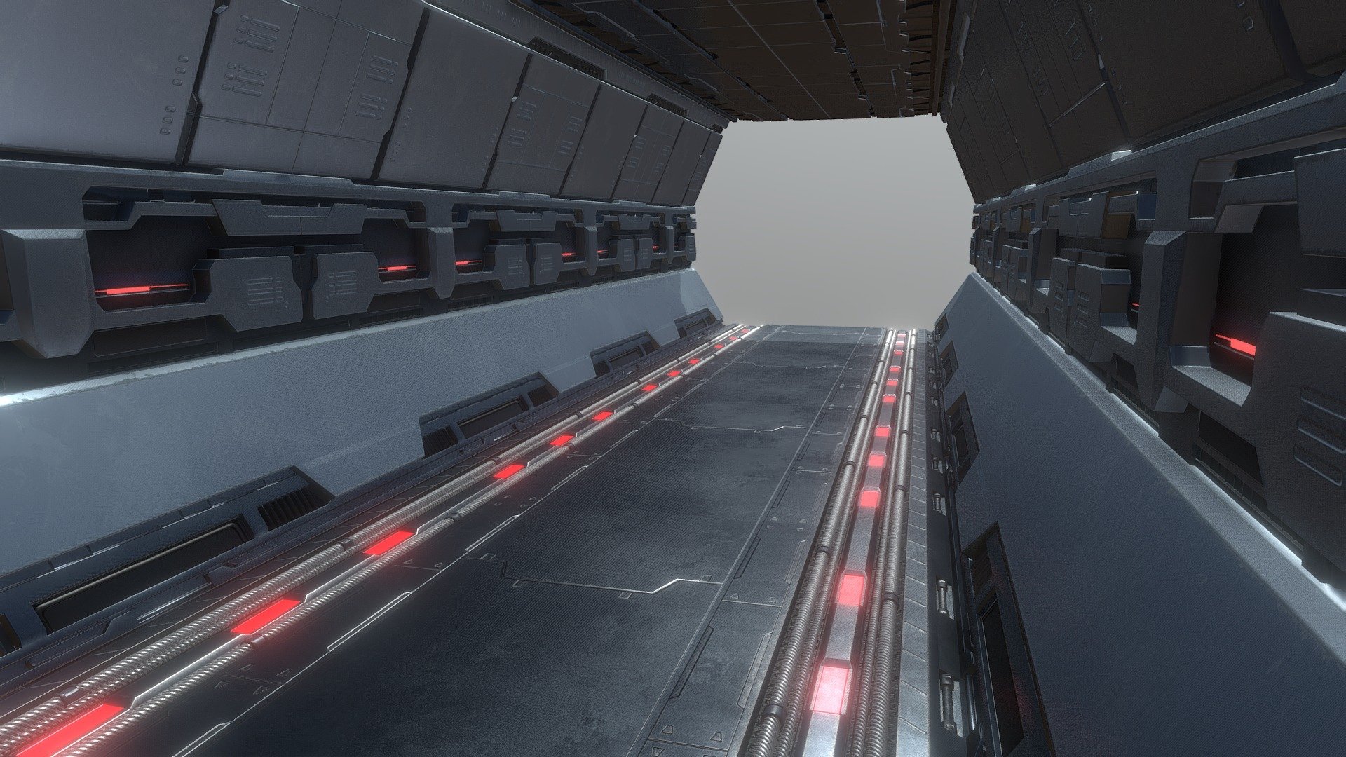 Sci-fi corridor, game asset with 2k textures.Modelled in blender 2.8 and textured in substance painter - Sci-fi corridor - 3D model by billyA 3d model