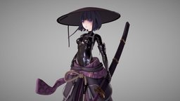 Ronin katana, samurai, figurine, ronin, animegirl, waifu, character, stylized, anime, noai, falslander