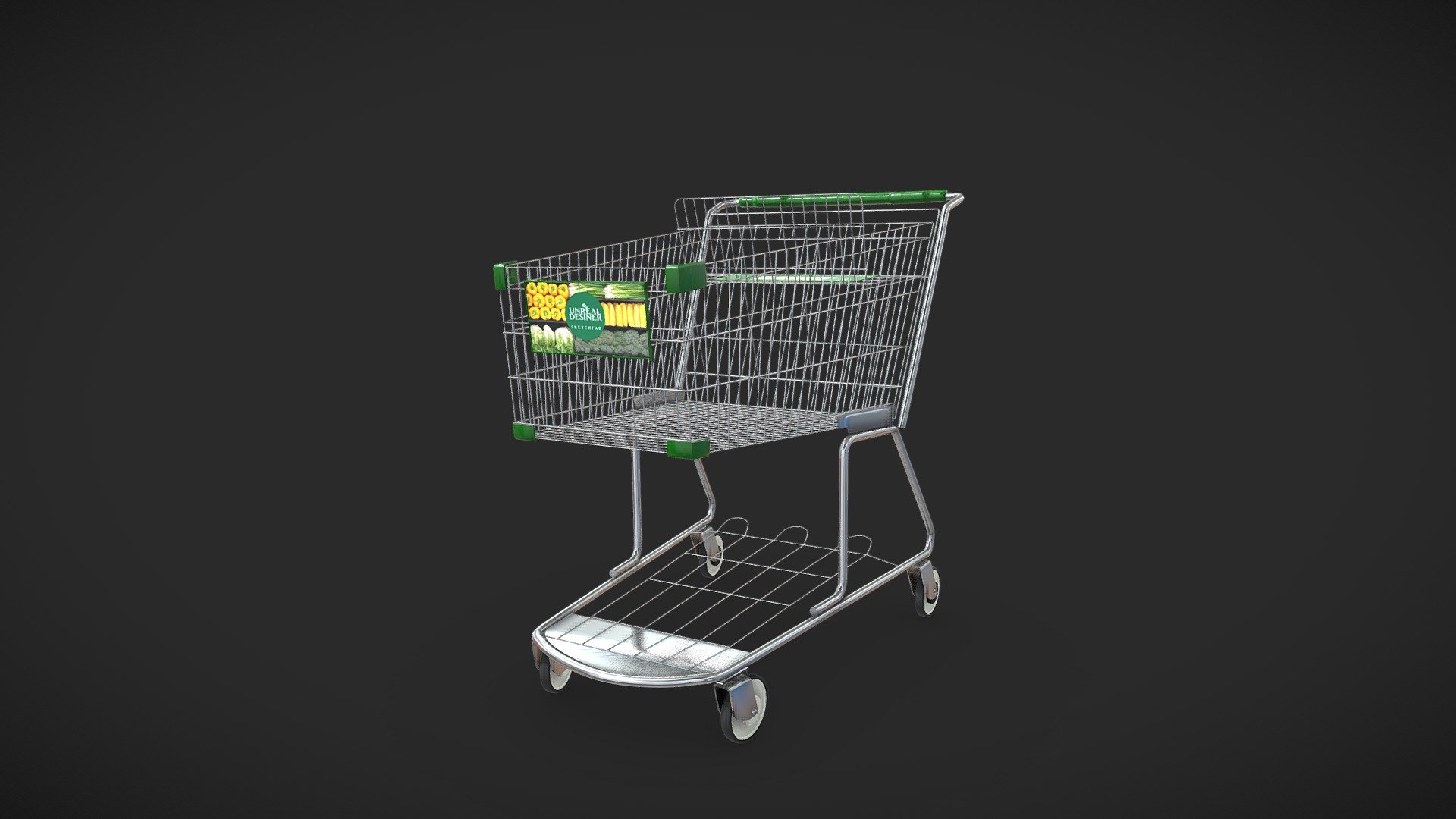 High Poly shopping cart, fully detailed and UV mapped 3d model