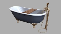 Antique BathTub with Wooden Tray bathroom, bath, retro, antique, bathtub, baths