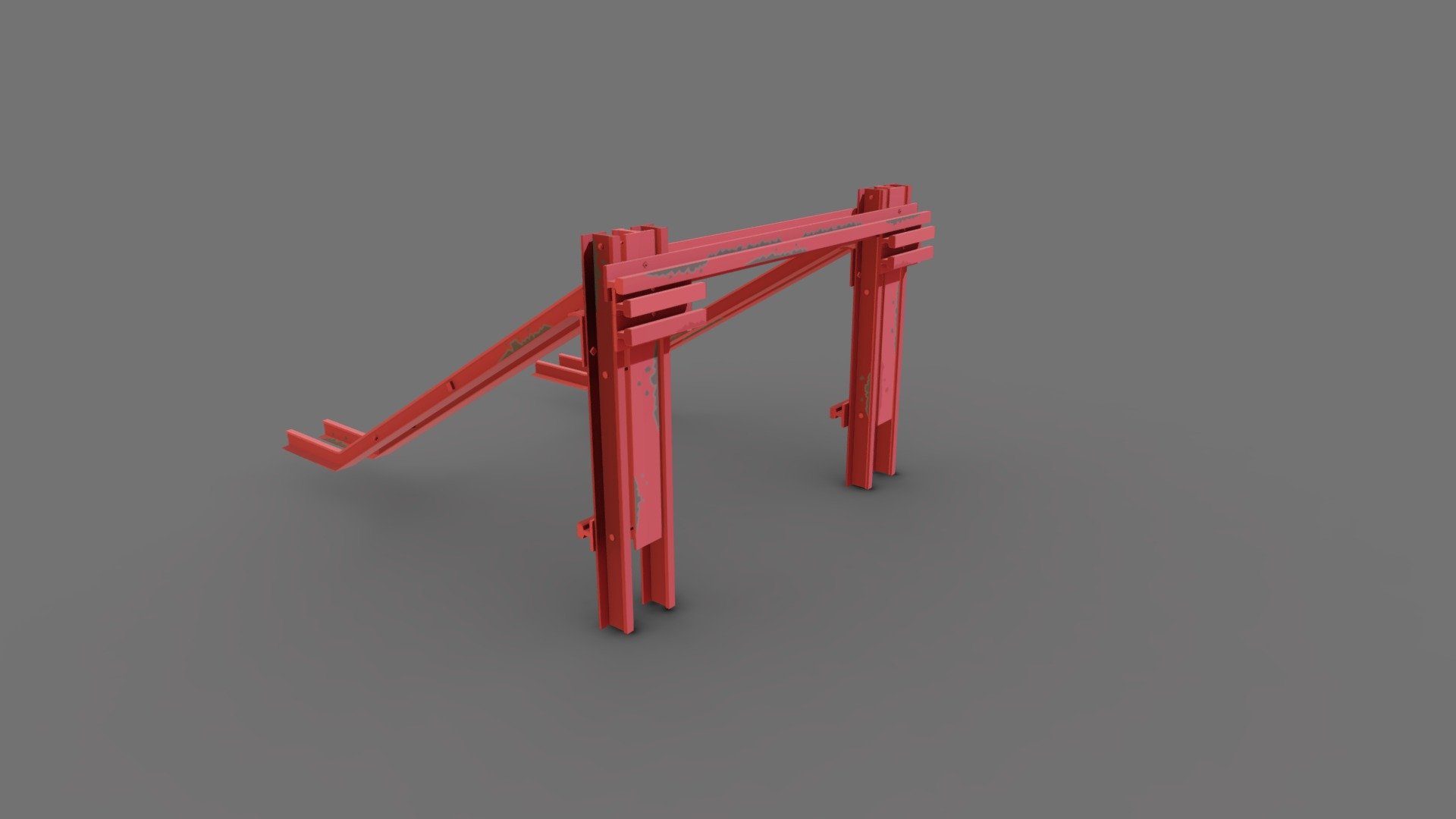 This is an old railway barrier used at the end of rail road 3d model