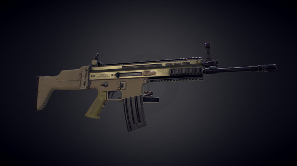 SCAR MK16 with little color customization here and there. This model took me a few weeks to finish. It was made from a scratch. Also I've used airsoft version of this rifle I have as a reference. Write comments what you think! Thank you! - SCAR MK16 Game Asset - 3D model by FAINTER 3d model