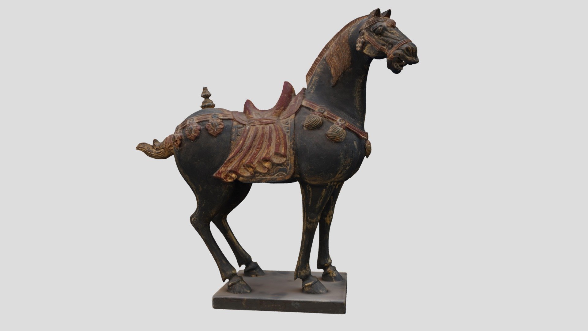 handmade artifact - Antique Wood Carving - Tang Horse Brown Large 1 - Buy Royalty Free 3D model by YiShuShouZuo 3d model