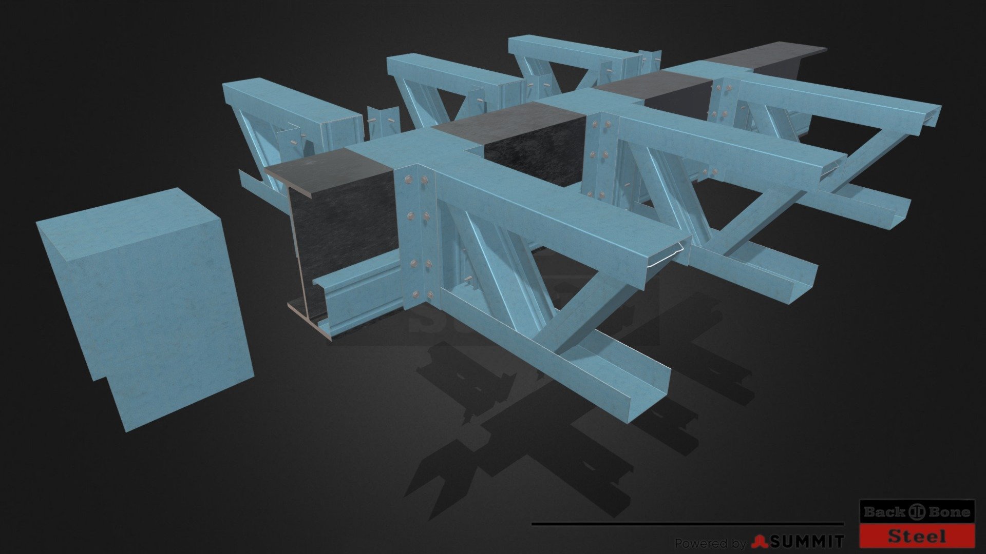 FLOOR TRUSS TO UB FIXING - UB250 FLOOR TRUSS - 3D model by backbonesteel 3d model