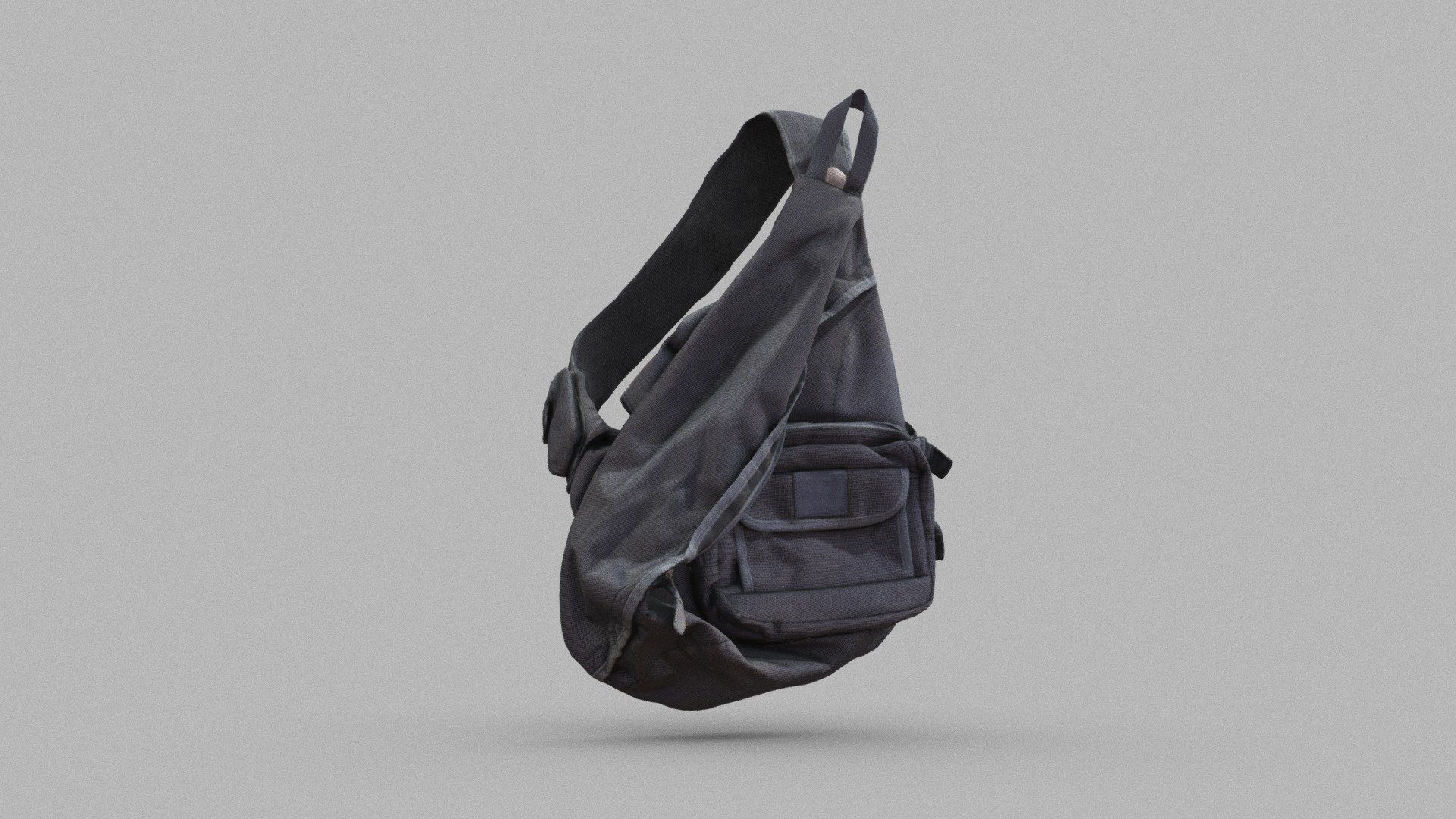 Large grey fabric shoulder bag 3D scanned with low poly retopology 3d model