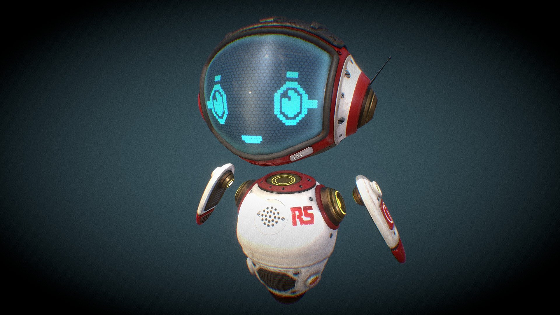 A -levitating- infobot assistant character created for a virtual reality RS components commercial. It guides the viewer through the experience and provides info about the surrounding environments and objects.

software: Maya / Substance Painter - Aressa (Rs Robotic Assistant) - 3D model by Réplhka (@replhka) 3d model