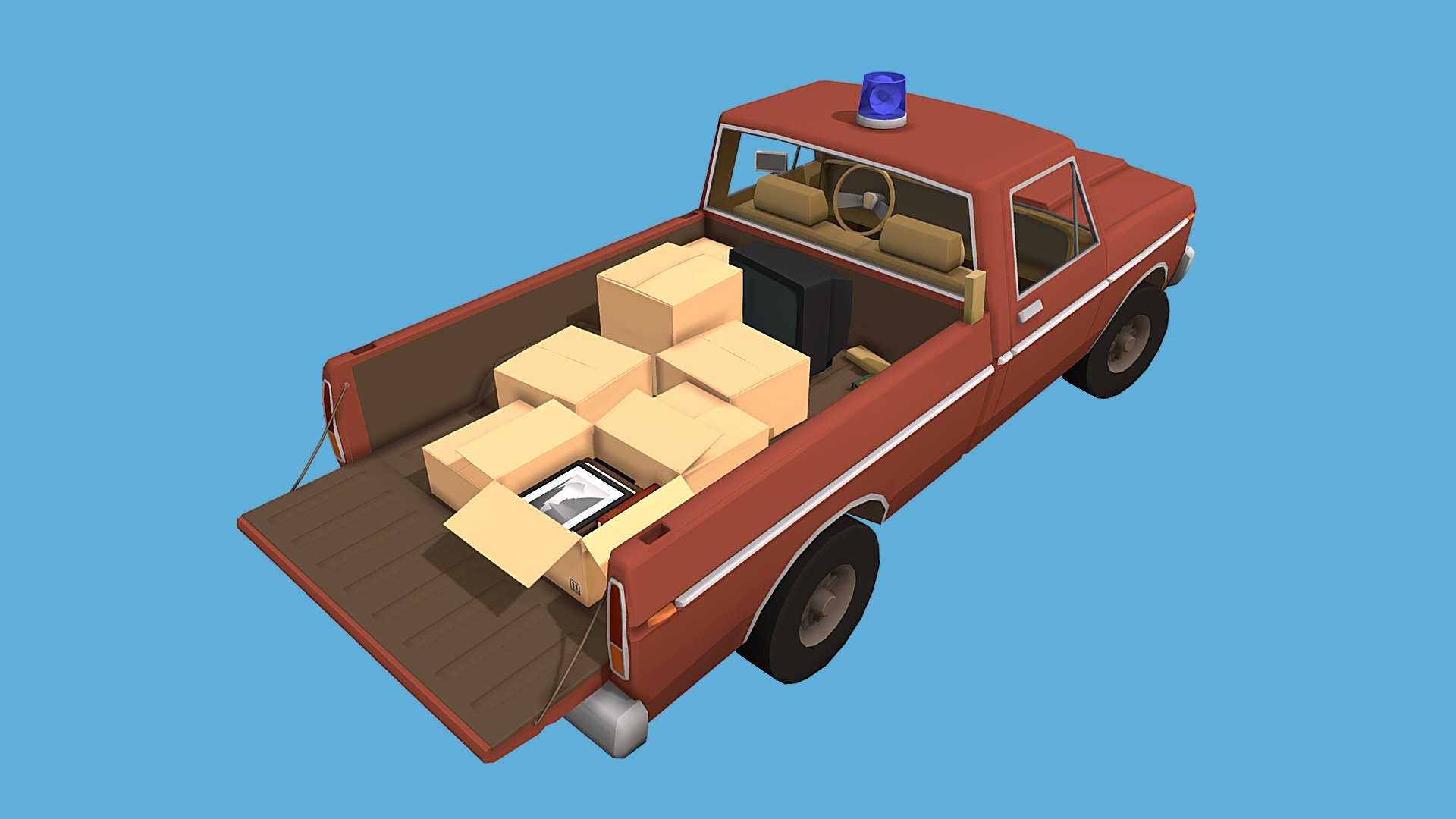 Vertex color, low-poly pickup truck, modeled after my own grandfather's faded old pickup 3d model