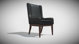 Wing Back Armchair artificial leather office, modern, cushion, sofa, wooden, armchair, restaurant, sitting, seat, furniture, rest, meeting, arch-viz, lowpoly, chair, house, building, interior