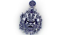 Samurai helmet pendant jewelry, samurai, pendant, silver, character, helmet
