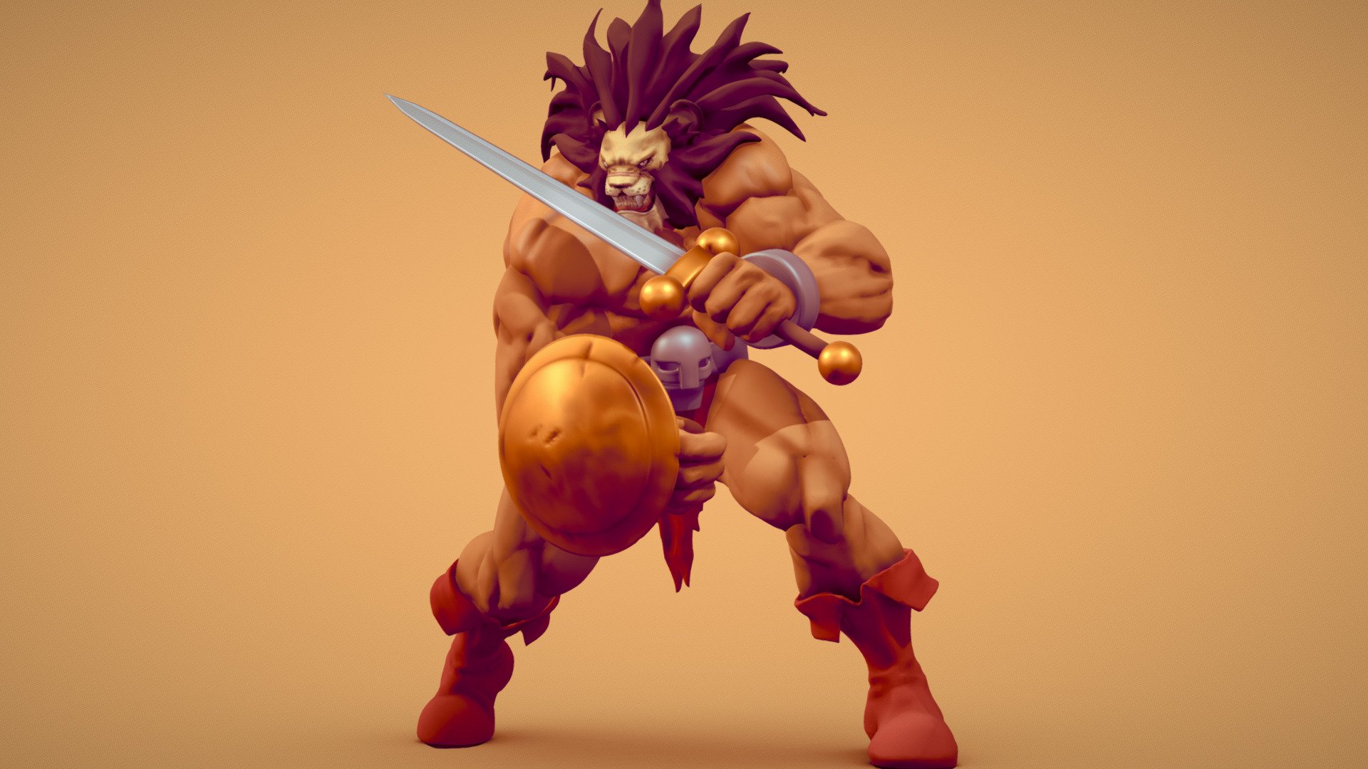 Fanart of one of the playable characters in Capcom's old arcade game Red Earth. Made in Blender. He's actually a human who's cursed by being given the head of a lion - Leo the Lion Barbarian - 3D model by C-List (@Mulberry_Bill) 3d model