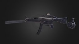 MP5 xnormal, mp5, paint_net, weapon, blender, substance-painter