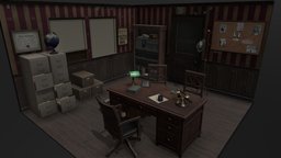 Noir Office office, scene, vintage, noir, rotary, substancepainter, maya