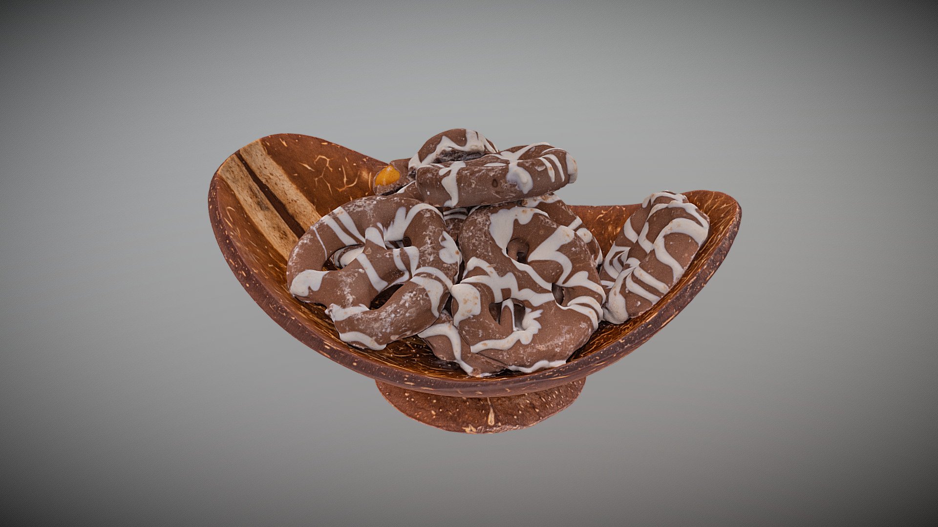 Photo-real, unlit, texturized model of Chocolate Covered Pretzels in Coconut Bowl. This object was generated using photogrammetry with a DSLR camera and images edited in Light Room, compiled in Reality Capture, and re-topologized in Insta-Mesh. The mesh is edited in Agisoft, and model retextured in Reality Capture.

Included Files:

3D Object File Types:

.OBJ

.STL

.X3d

.XML

Maps:

Normal

Bent Normal

Ambient Occlusion (AO)

Base Texture

Texture

Texture File Types:

.PNG

.JPG

.TIFF

High-Poly Model or GLB File available upon request.

For more information and contact info, visit us at highsierra3d.com - Chocolate Covered Pretzels in Coconut Bowl - Buy Royalty Free 3D model by High Sierra 3D (@highsierra3d) 3d model