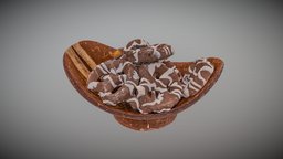 Chocolate Covered Pretzels in Coconut Bowl food, bowl, chocolate, photogrametry, photoscanning, photogrammetrie, pretzel, pretzels, photoscan, covered-bridge