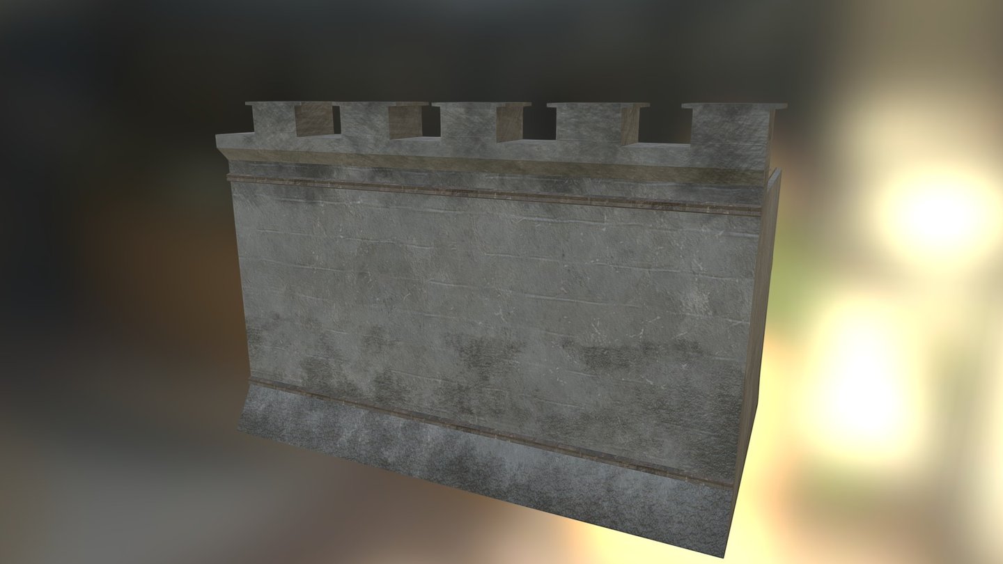 Starting a series for a small castle village, walls of said village - Castle Wall - Download Free 3D model by Robby Noyes (@velzak) 3d model