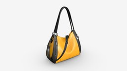 Women shoulder yellow leather bag
