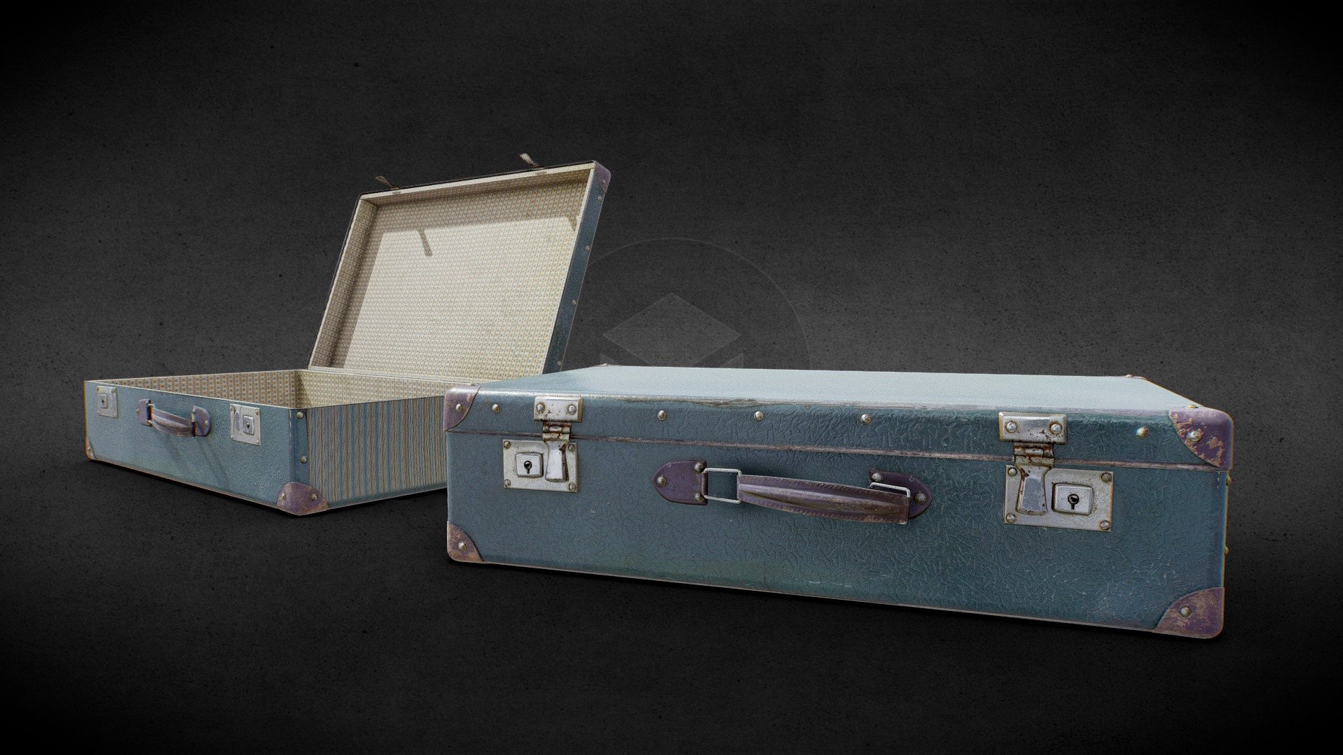 Vintage Low Poly Suitcase hand modelled from real images - Vintage Suitcase - Download Free 3D model by carlcapu9 3d model