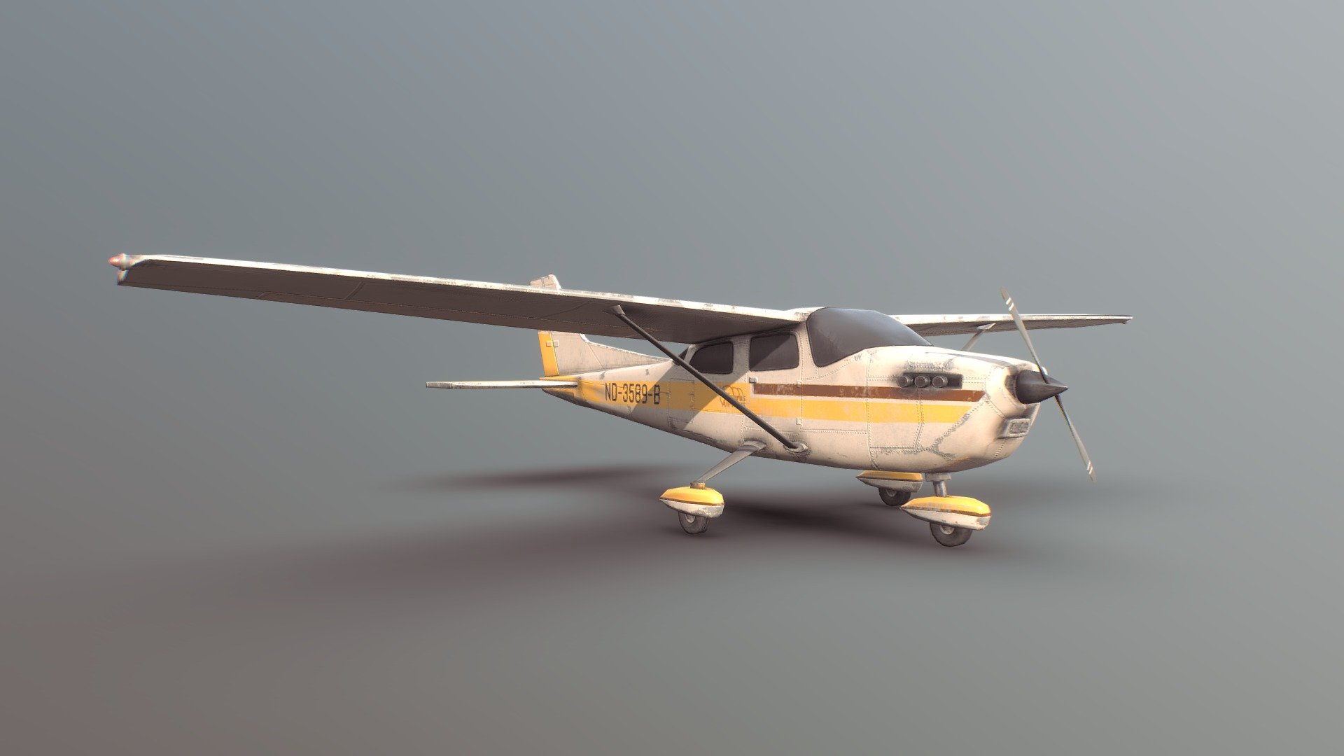 https://www.artstation.com/artwork/L2Ebvw Small Plane, based on Cesna 172. Wanted to step out of my comfort zone a little bit and modeled this plane. Model took about 8 hours to make (from highpoly model to fully textured PBR result) - Light Airplane - 3D model by edgarssoiko 3d model