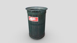 Green City Trash Can green, prop, trash, can, game-asset, trash-can, enviornment-prop, substancepainter, substance, city, street