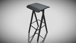 YKSI stool-black lacquered modern, wooden, sitting, housing, seat, furniture, furnishing, designing, architecture, lowpoly, chair, design, house, home, decoration, building