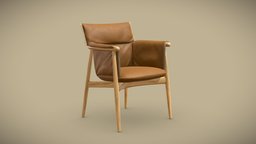 Embrace Chair Carl Hansen & Son frame, leather, armchair, orange, oak, lounge, indoor, old, embrace, chair, wood