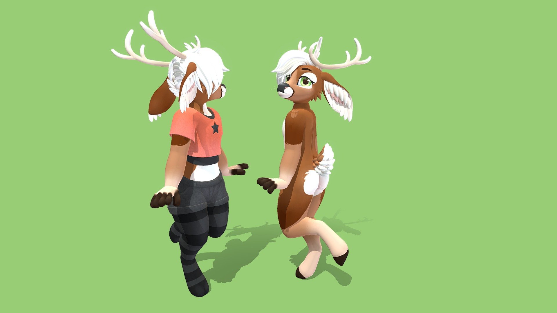 An avatar meant to be used in VRChat! After purchasing it, you are free to privately upload, modify and customize your own buppy avatar c:

You can get it now! at: https://www.furaffinity.net/view/51349461/

Features: • A bunch of emotes • Editable .psd files • Pre-set up for VRChat with Physbones • 3 pre-made textures • A little shirt, pair of shorts, undies and socks, all with editable .psd files • Body emotes like ears down and tail wag - [$] Little Deer VRChat Avatar - 3D model by Meelo 3d model