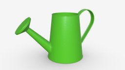 Watering can green green, plant, pot, flower, can, shower, tin, summer, metal, tool, watering, agriculture, gardening, cultivation, horticulture, 3d, pbr