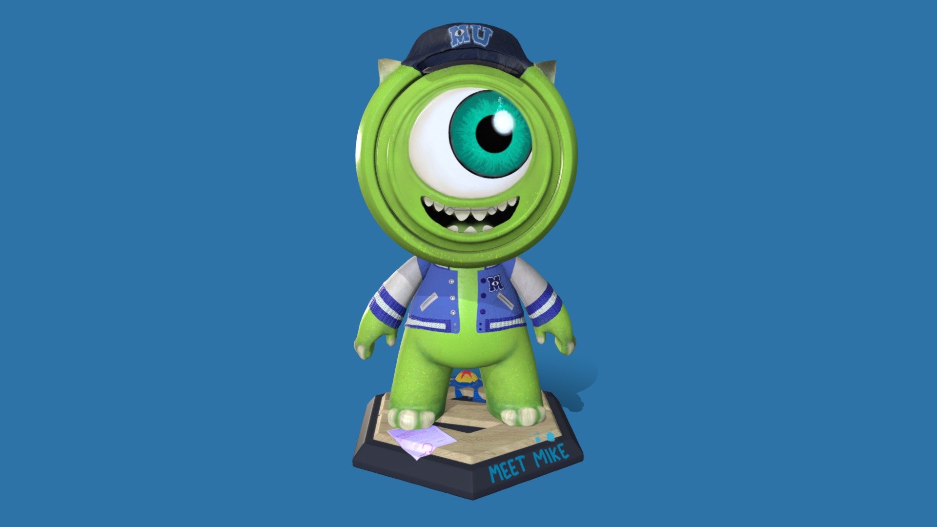 MEET MIKE!
This is my Student Entry for Substance's MeetMat2 texturing contest.
I had a lot of fun texturing my favourite character &ldquo;Mike Wazowksi