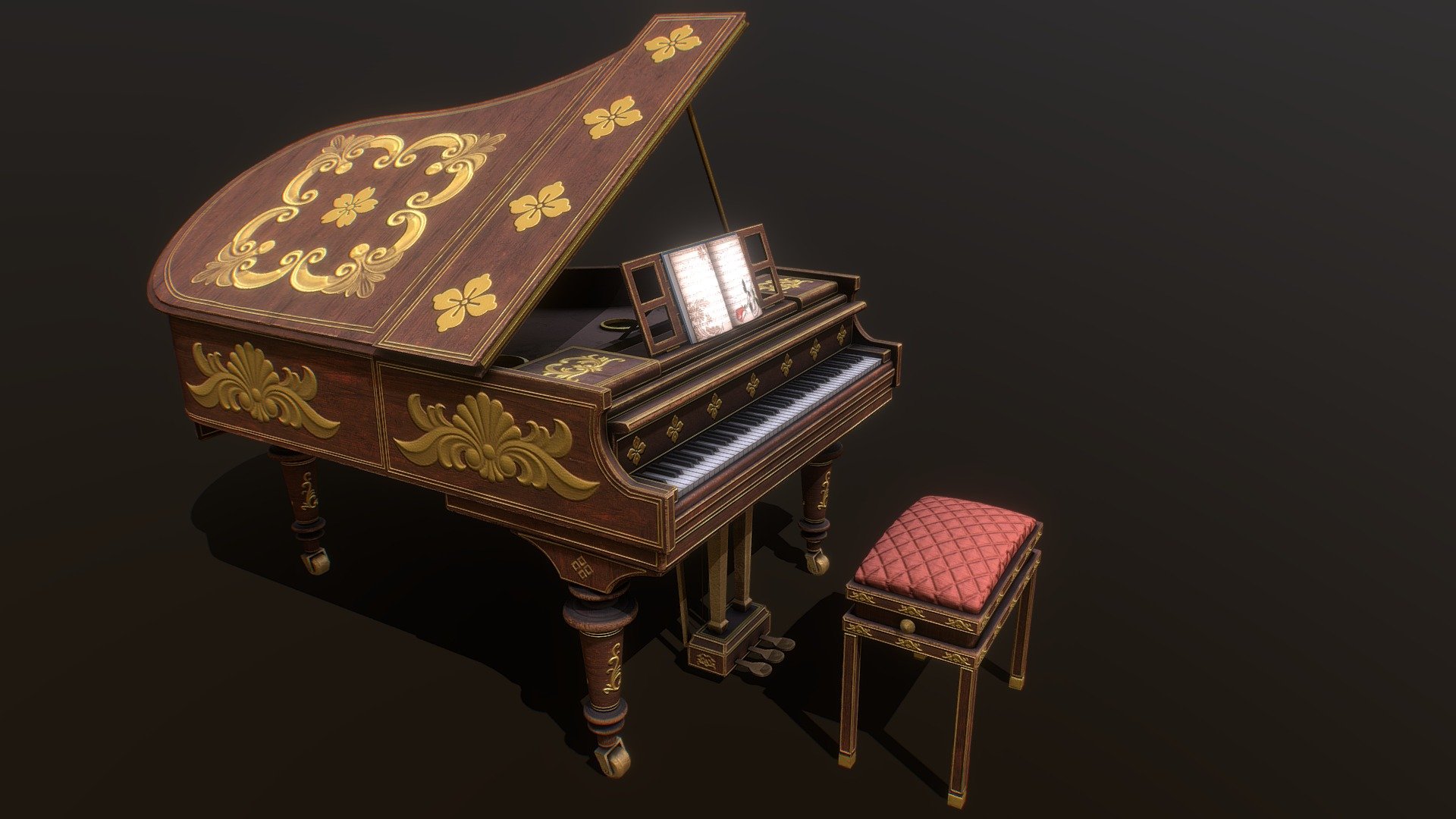 Wooden Piano - Buy Royalty Free 3D model by Alka3DArt 3d model