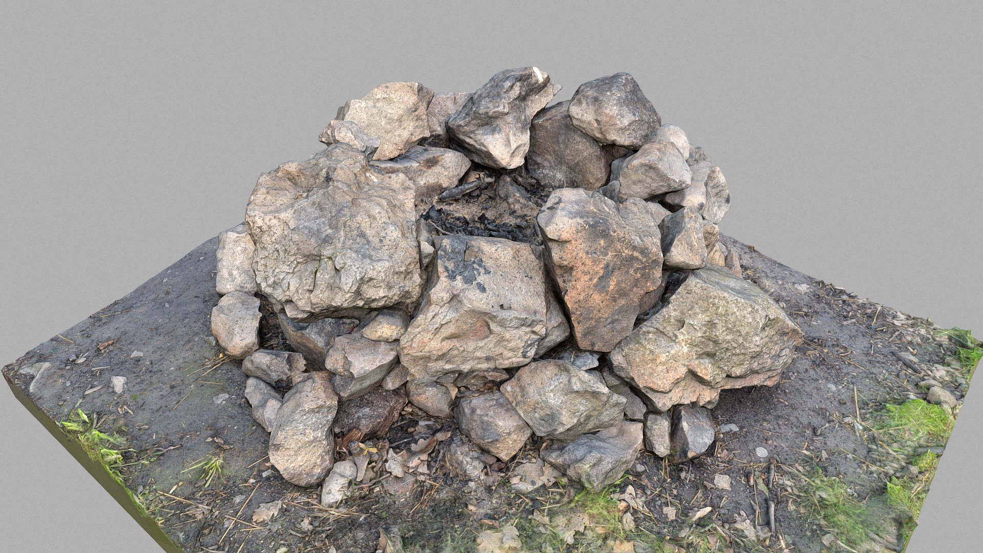 Fireplace fire pit hole in meadow forest, campfire natural made of stones

photogrammetry scan (24MP, 100+) - Fireplace fire pit hole campfire made of stones - Buy Royalty Free 3D model by matousekfoto 3d model