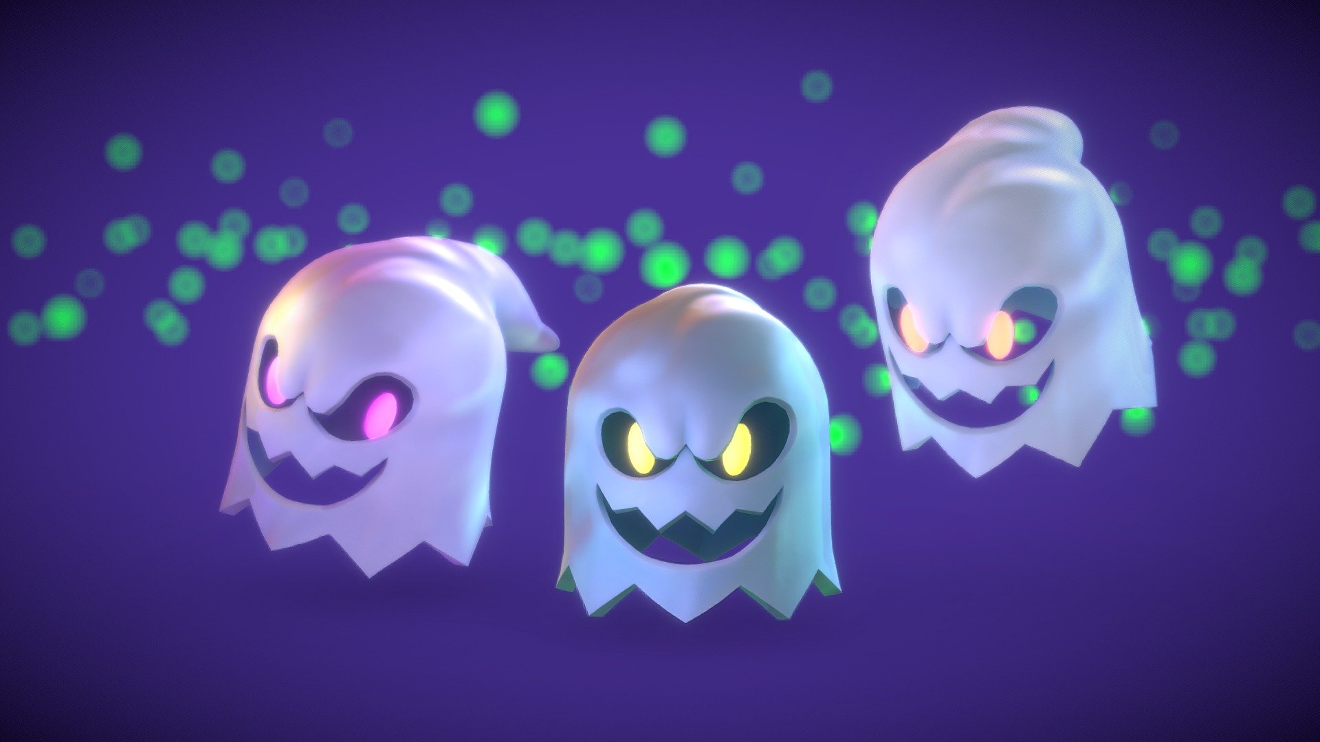spooky  ghosts.

Bring the spooky of halloween to your next project with this stylized spooky ghosts!
cute stylized and toony ghosts model with PBR material. 
Also works unlit

There are more assets  to add to your game scene or environment. Check out my sale.
If you need more assets in this style. contact me.

I also accept freelance jobs. Do not hesitate to write me.

-------------Terms of Use--------------

Commercial use of the assets  provided is permitted but cannot be included in an asset pack or sold at any sort of asset/resource marketplace.*

9213140

5207418 - spooky ghosts 👻 - Buy Royalty Free 3D model by Stylized Box (@Stylized_Box) 3d model