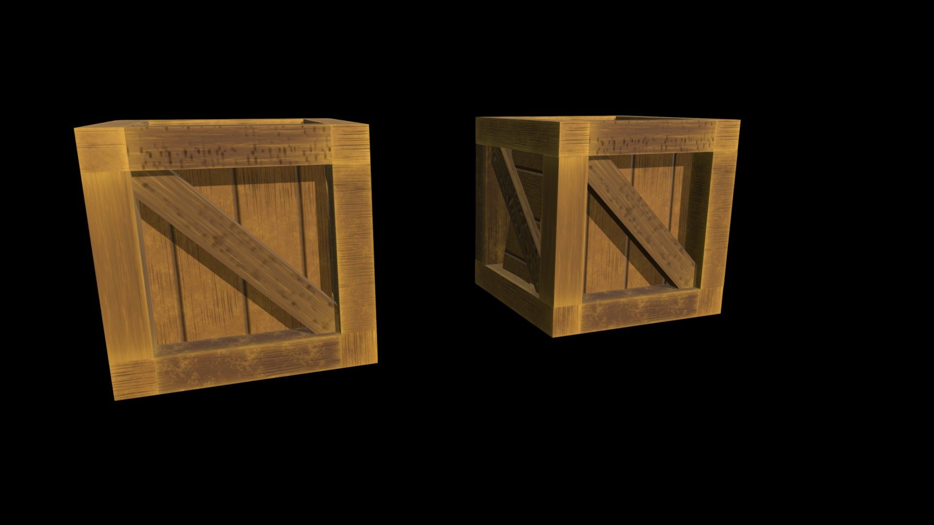 Wood box with shatter animation
2 models
 - 1 static
 - 1 animated

*(In the animated model all parts are separeted objects)

Animated in blender using rigid body simulation

Textured in substance painter and PS - Wood Box Shatter Animation - Buy Royalty Free 3D model by psicodelik 3d model