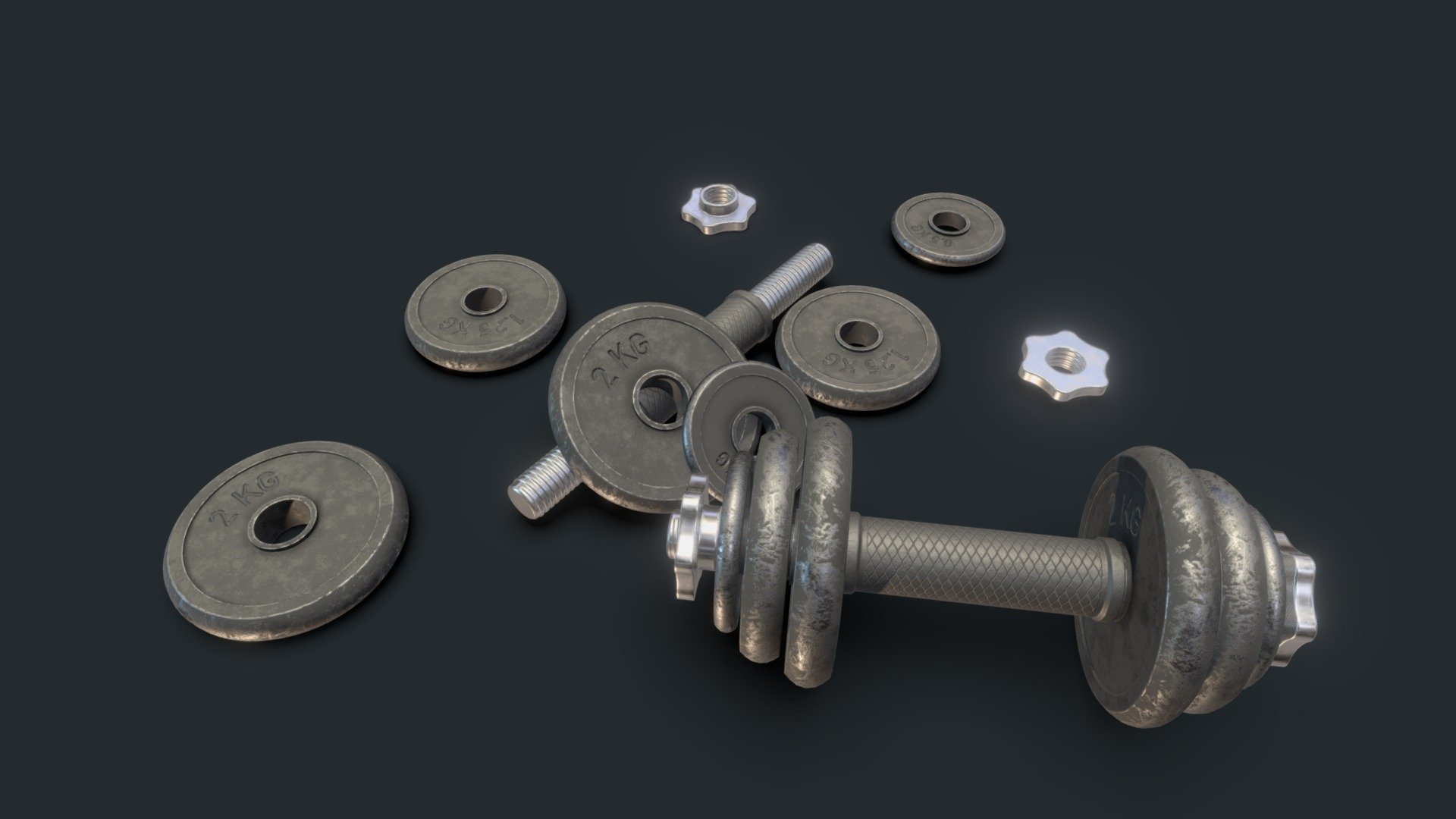 When your too lazy to work out and start modelling your equipment instead&hellip; oh well the excuses^^ - Modular Dumbbell - 3D model by Zaxel 3d model